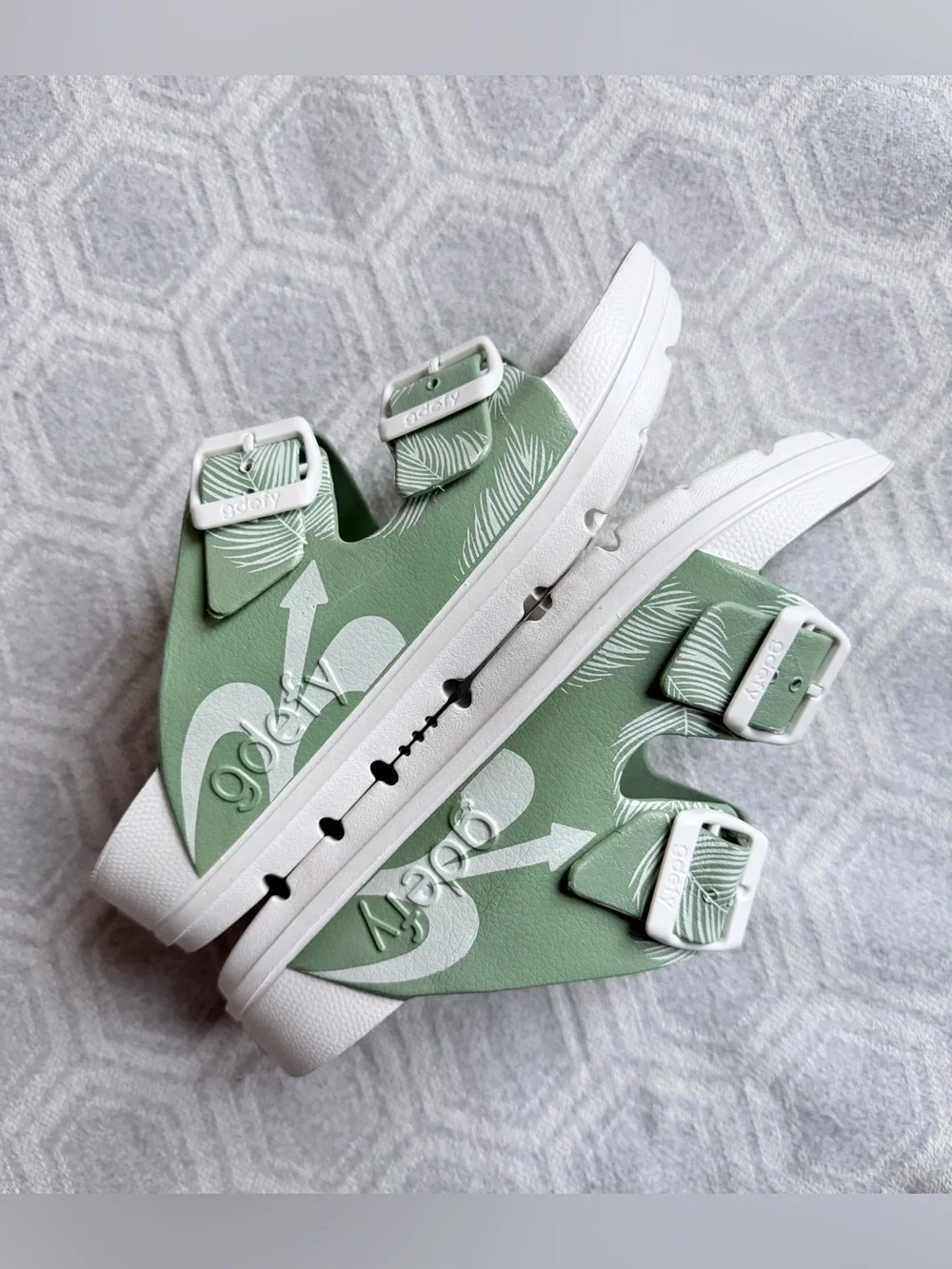 Gdefy UpBov Ortho Slide Sandals Green Palm Leaf Women’s Sz 8 Support